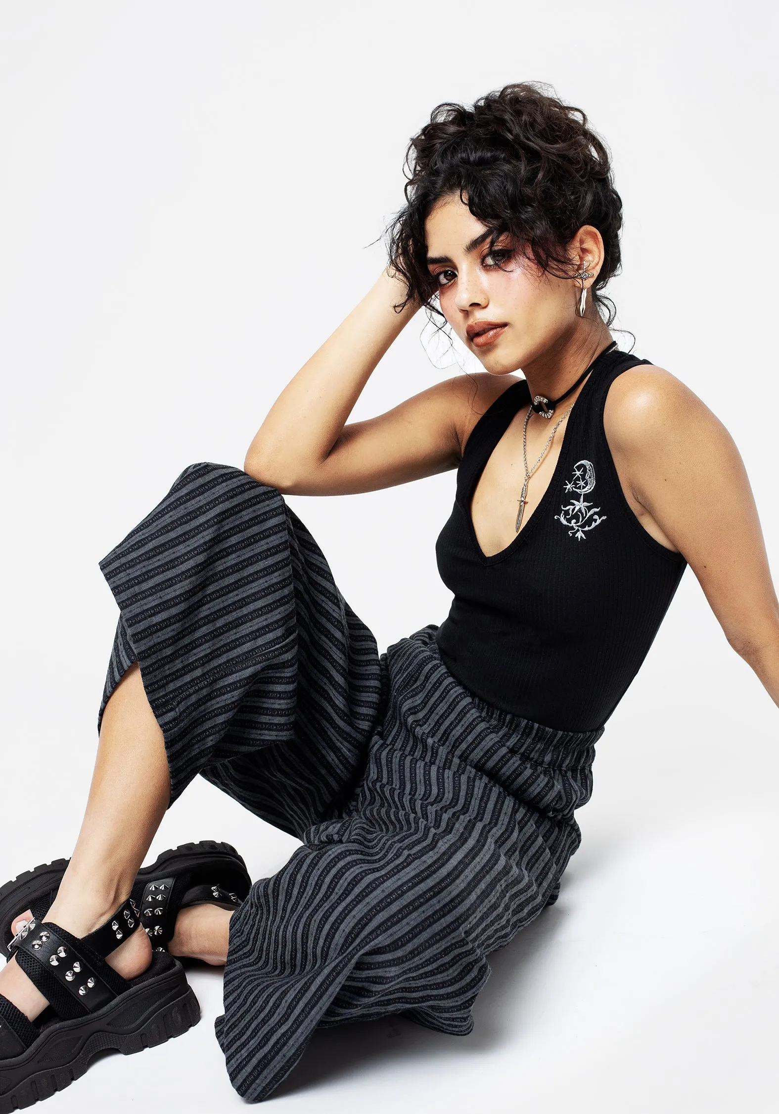 Memorantia Wide Leg Culottes Roll Up Fasten High Street Fashion