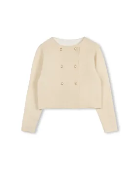 Simple Comfort Metallic Knit Double Breasted Blazer