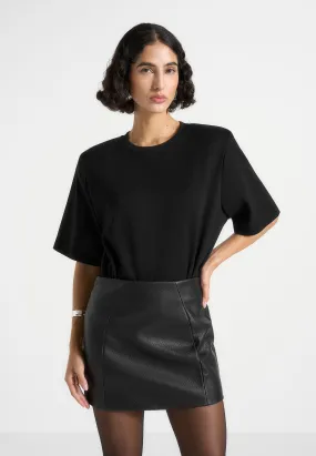 Versatile Wear Mia - Wide Shoulder Bodysuit T-Shirt - Black