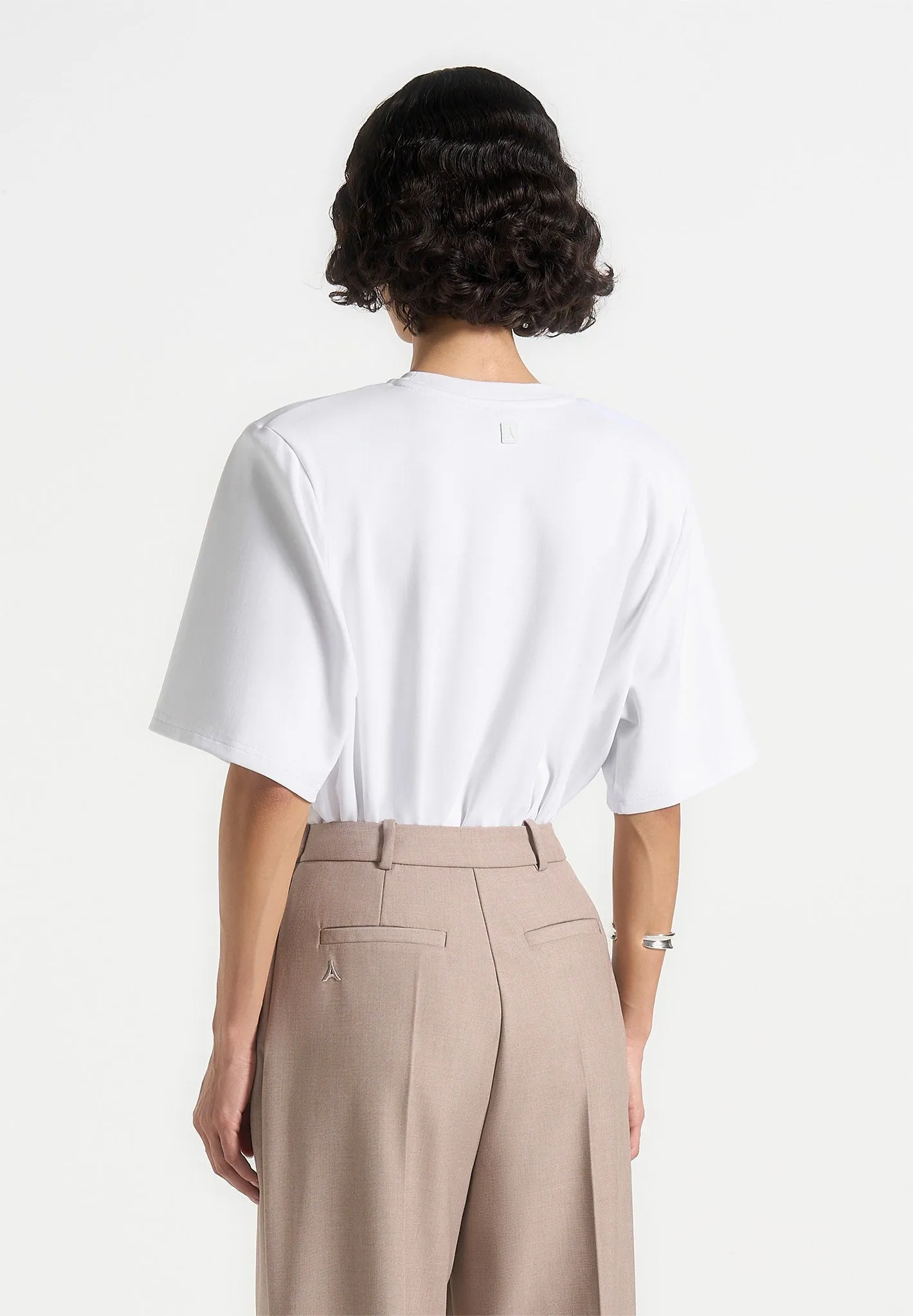 Bold Statement HighThreadCount Mia - Wide Shoulder Bodysuit T-Shirt - White