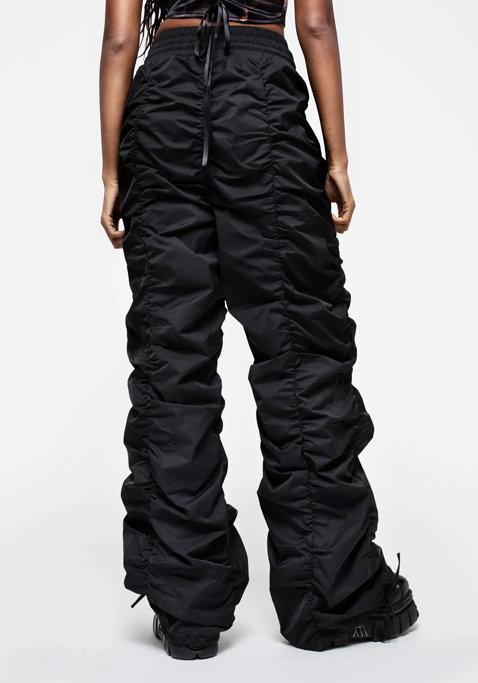 Shockwork Ruched Wide Leg Trousers Classic Touch Pleated design