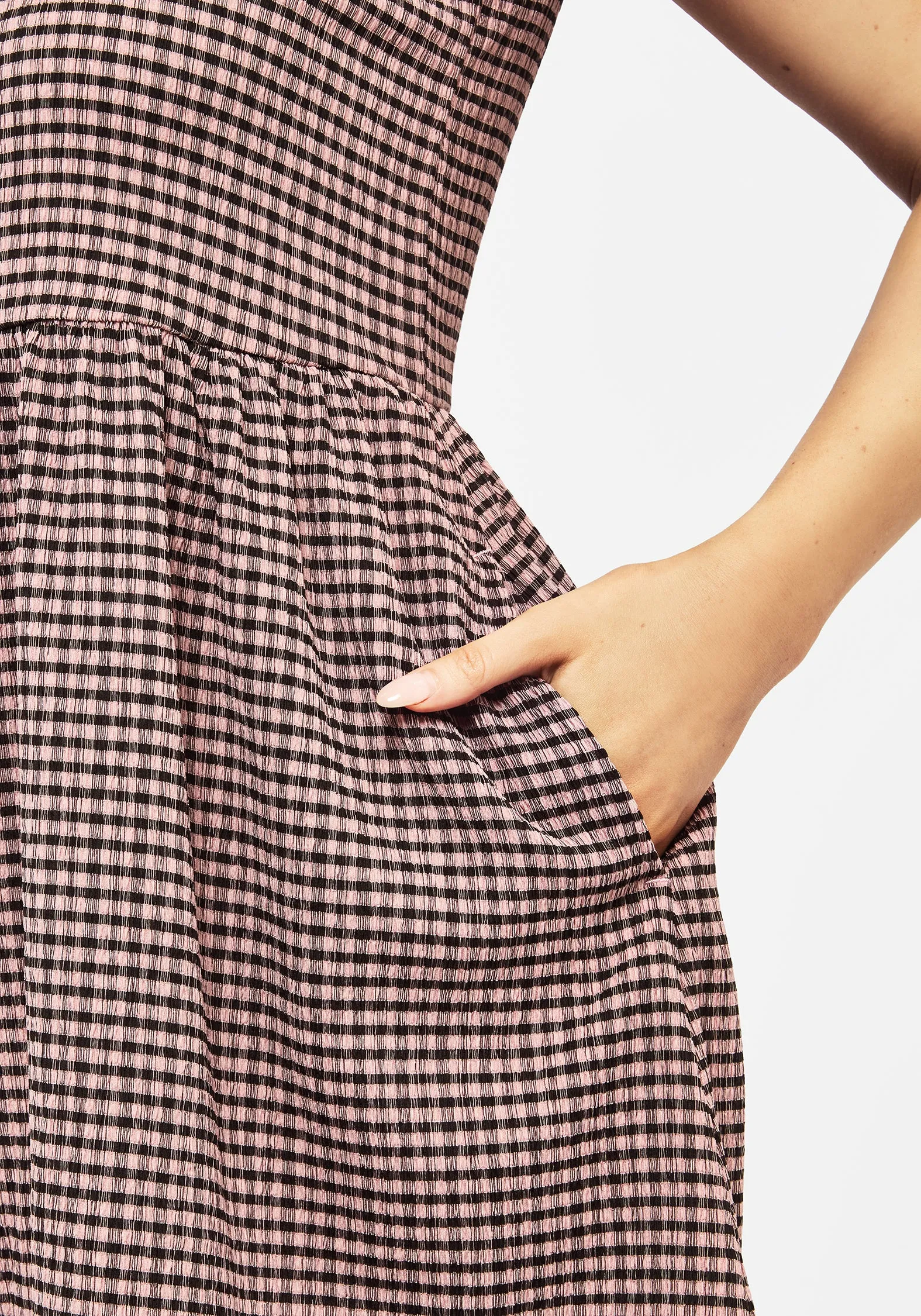 Midora Crinkle Check Mini Skater Dress Street Ready Gentle Aesthetic