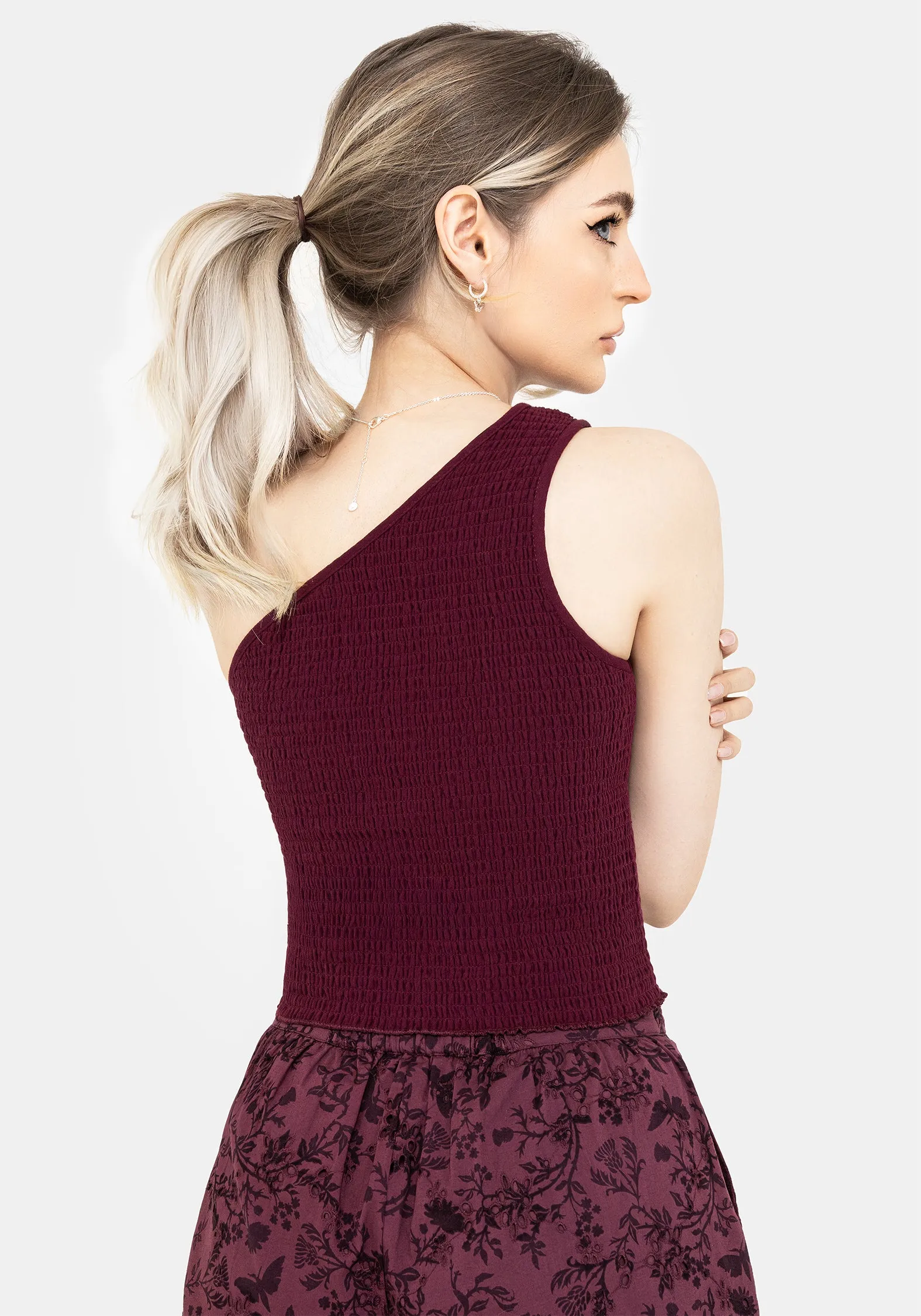 Midsommar Cotton Asymmetric Shirred Top OdorResistant Fabric NonIrritatingStitching