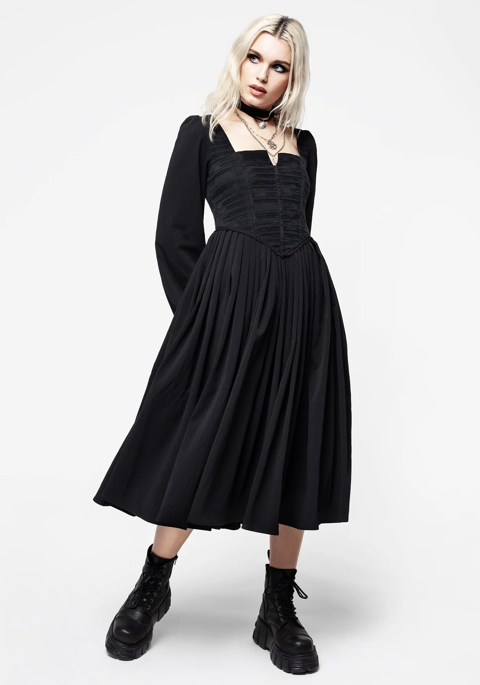 Layered-Look Classic wrap dress Mina Corset Midi Dress
