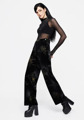 Fashion Style Elevated Casual Adelina Foil Print Velour Wide Leg Trousers