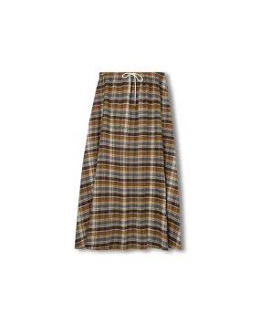 Adjustable Ties Push Button Closure Cresto Plaid Skirt