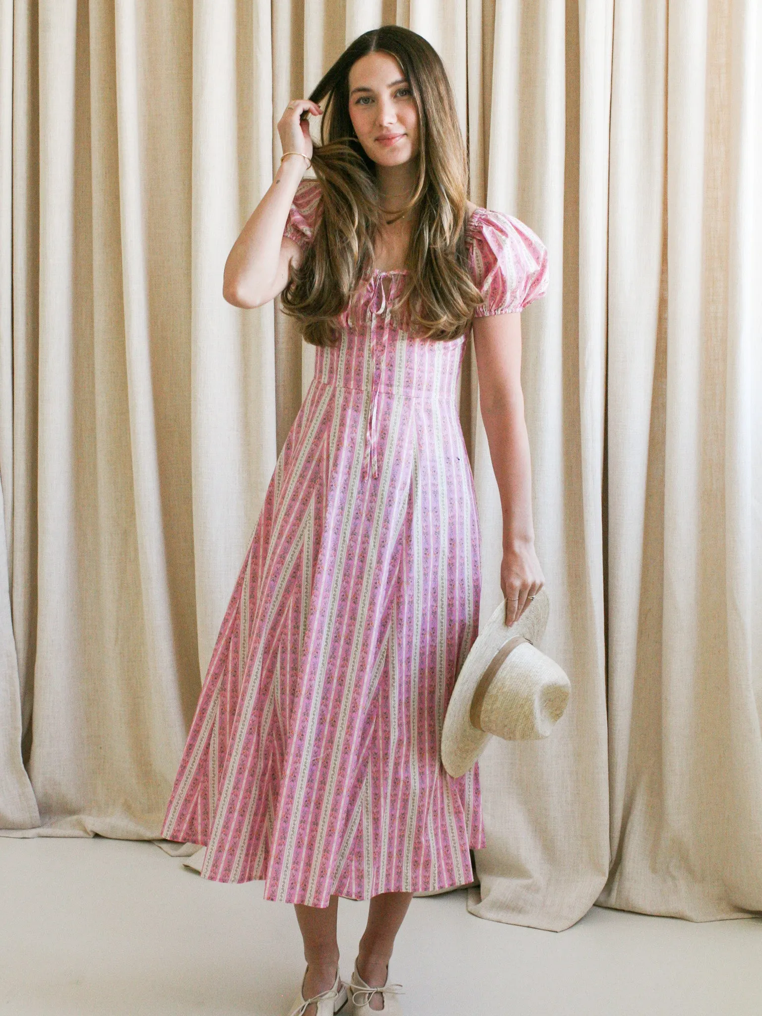 Paige Puff Sleeve Midi Dress Limited-Edition Soft Air