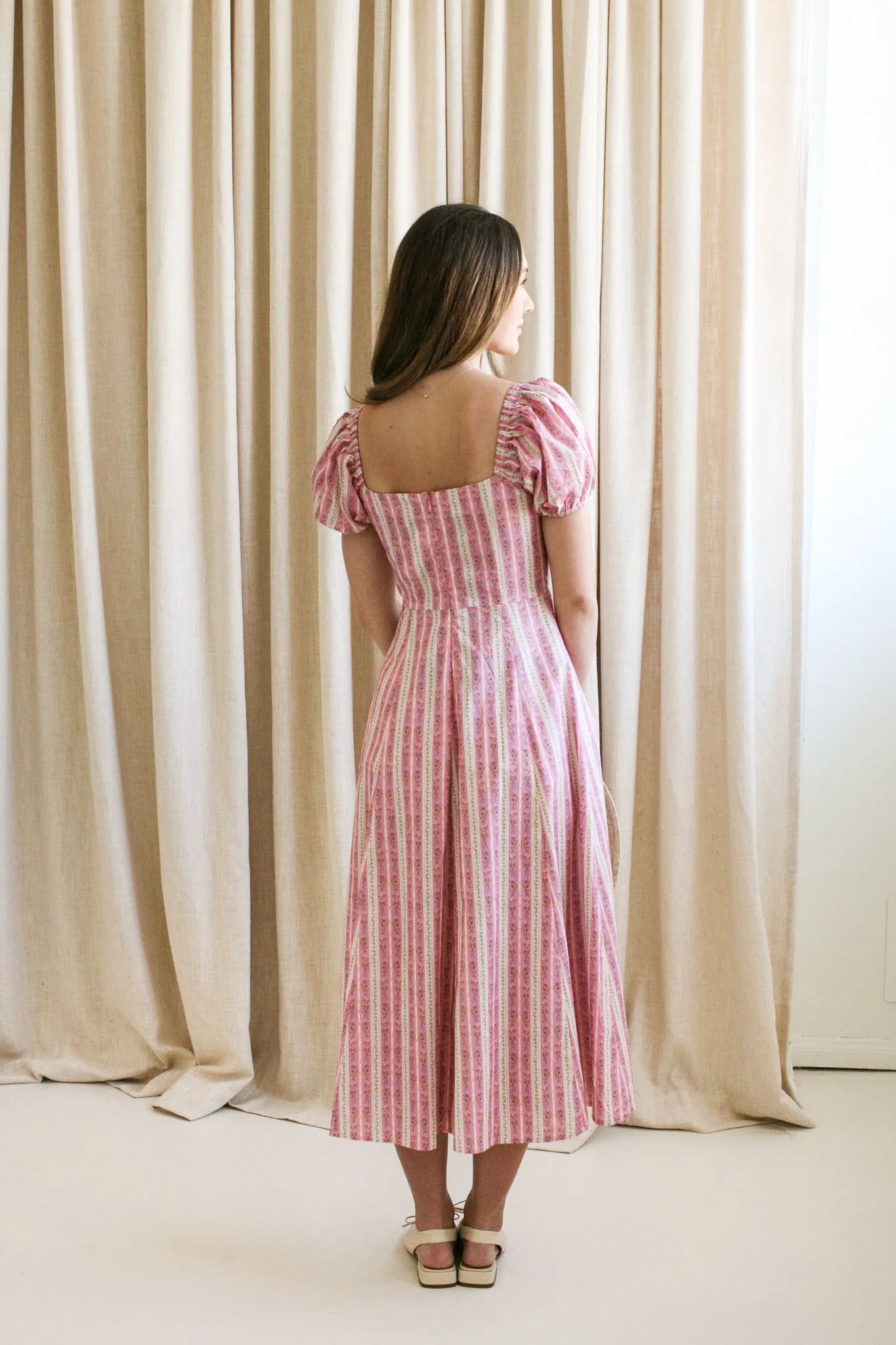 Classic Edge Soft Fabric Paige Puff Sleeve Midi Dress