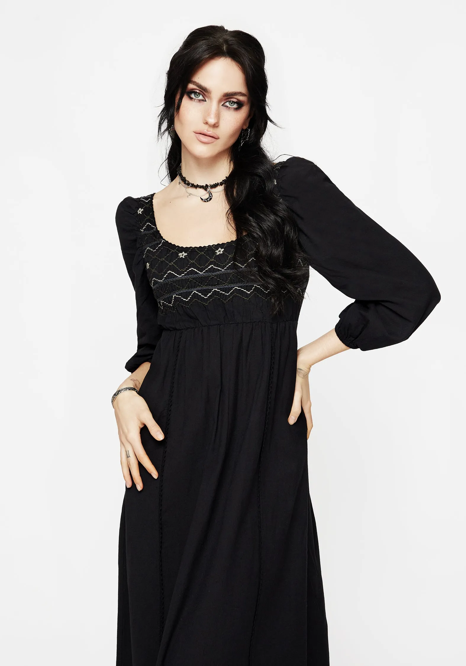 Family Glow Larissa Hand Embroidered Smocked Midaxi Dress