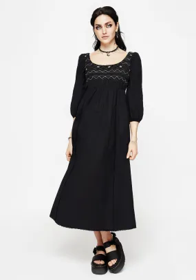 Ocean Air Gala Mood Larissa Hand Embroidered Smocked Midaxi Dress