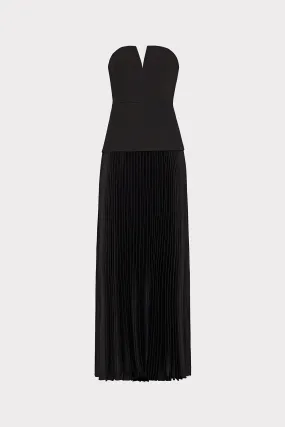 packable Novalee Strapless Pleated Maxi Dress