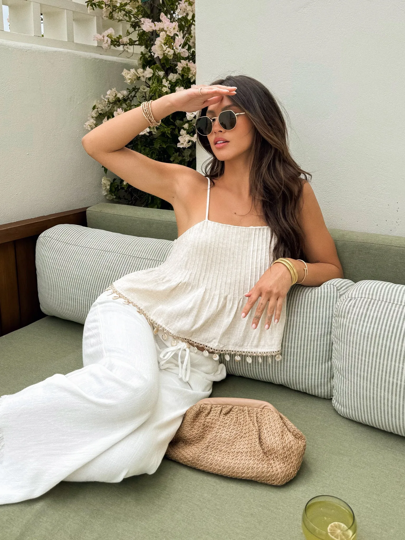 Seraphina Linen Shell Tank - Final Sale Lightweight Weave