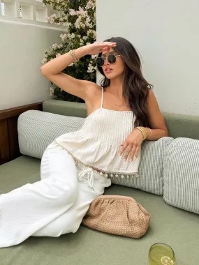 Seraphina Linen Shell Tank - Final Sale Lightweight Weave