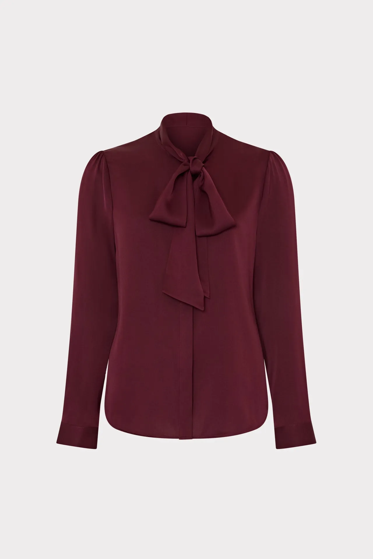 Thermal Insulation Tech UV protection layer Tie Neck Silk Blouse