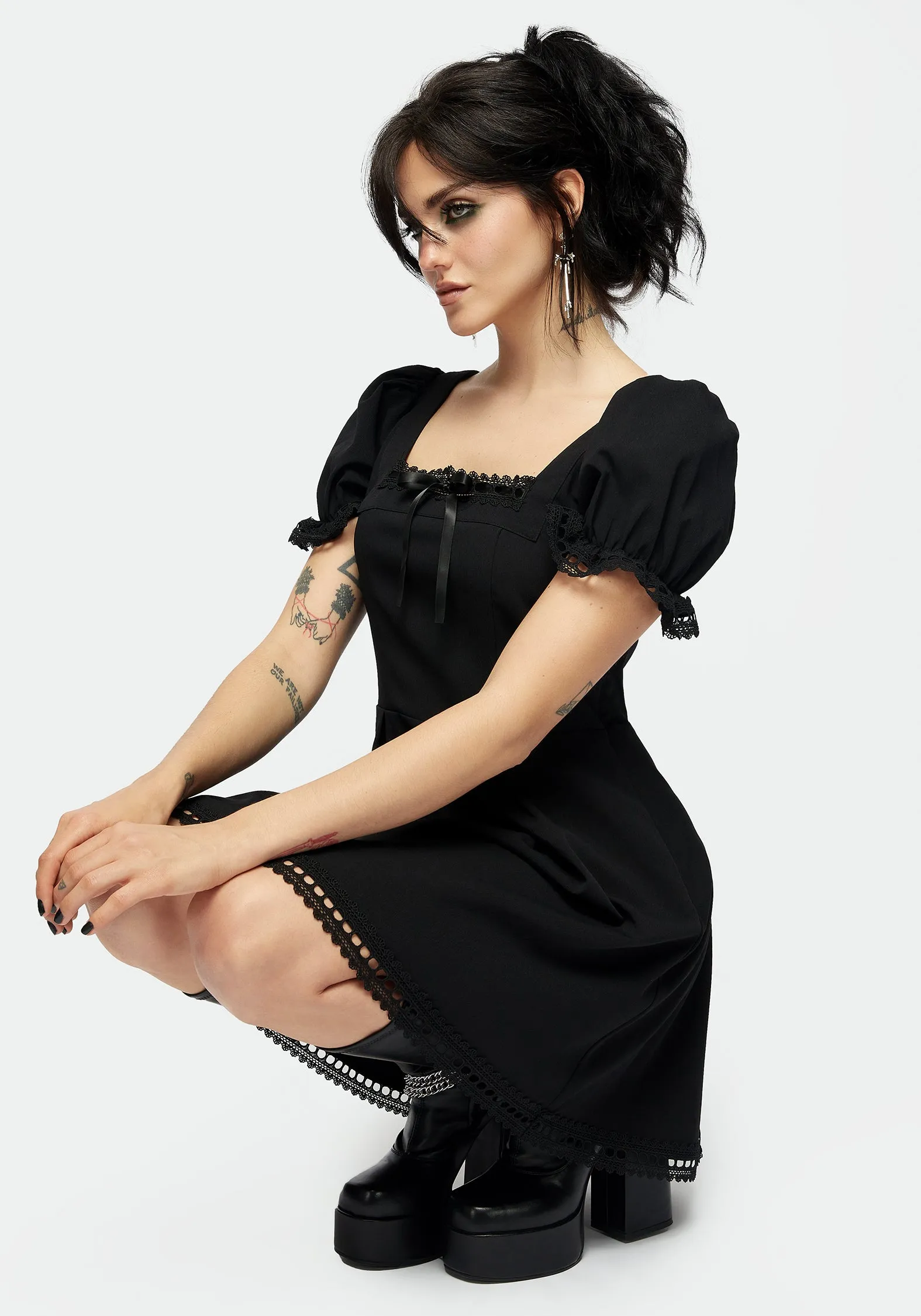 Misery Square Neck Mini Dress Happy Fit