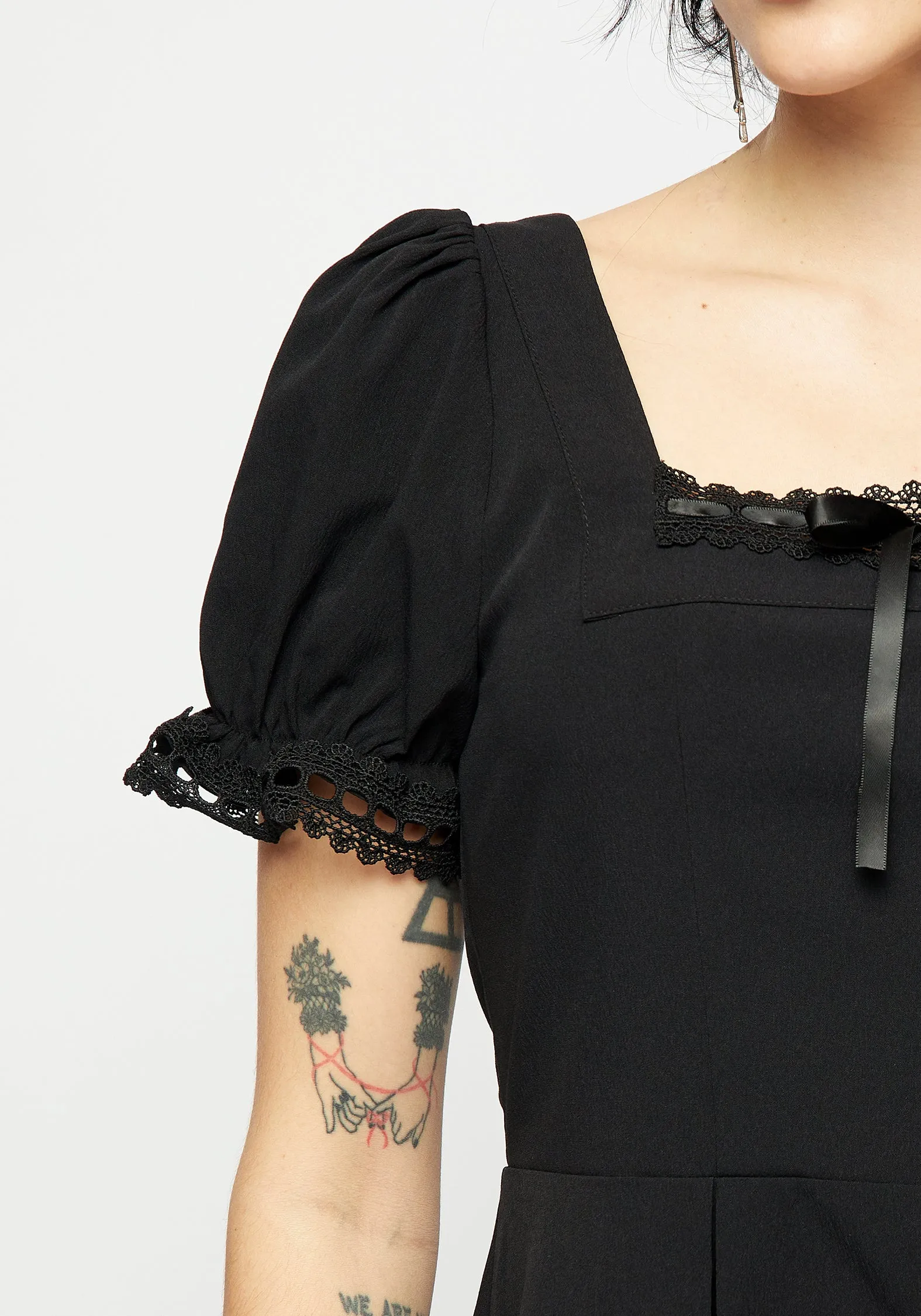 Misery Square Neck Mini Dress Comfort Layer Wear Crisp Silhouette