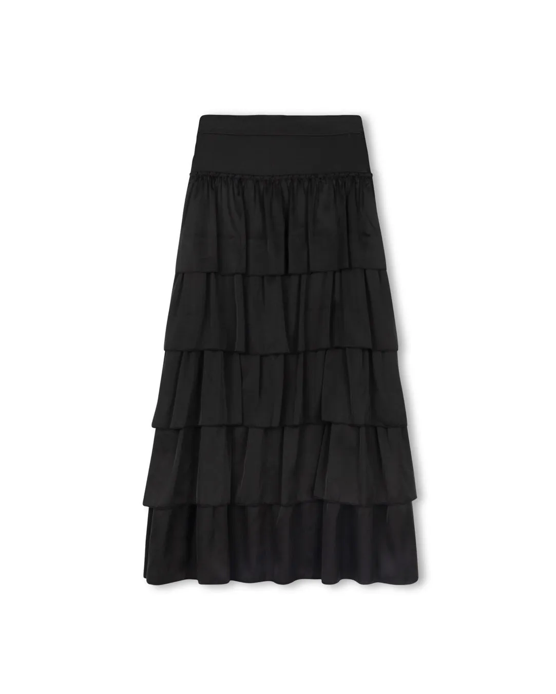 Wool blend Mixed Print Tiered Skirt