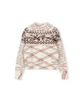 Mock Neck Printed Sweater Merino Wool Tagless Neck Finish