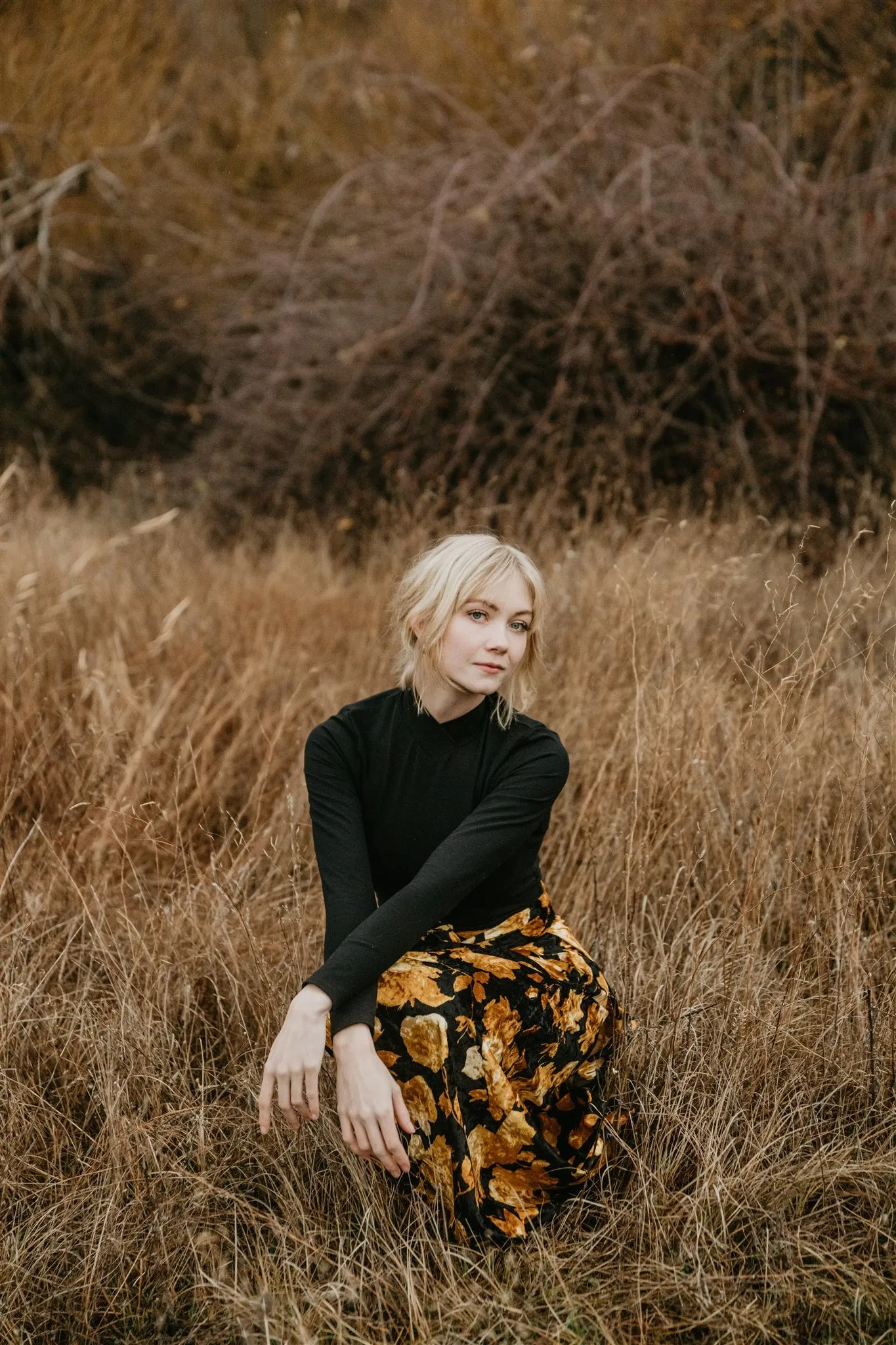 Knitted Look Mock Top in Black