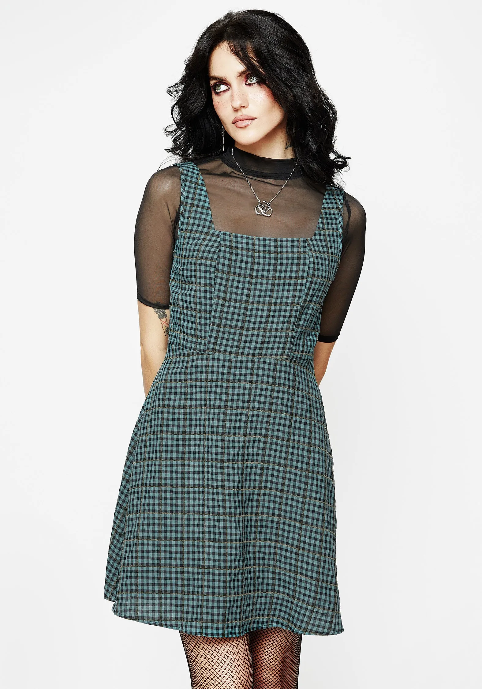 Restless Check Mini Apron Dress High-Fashion
