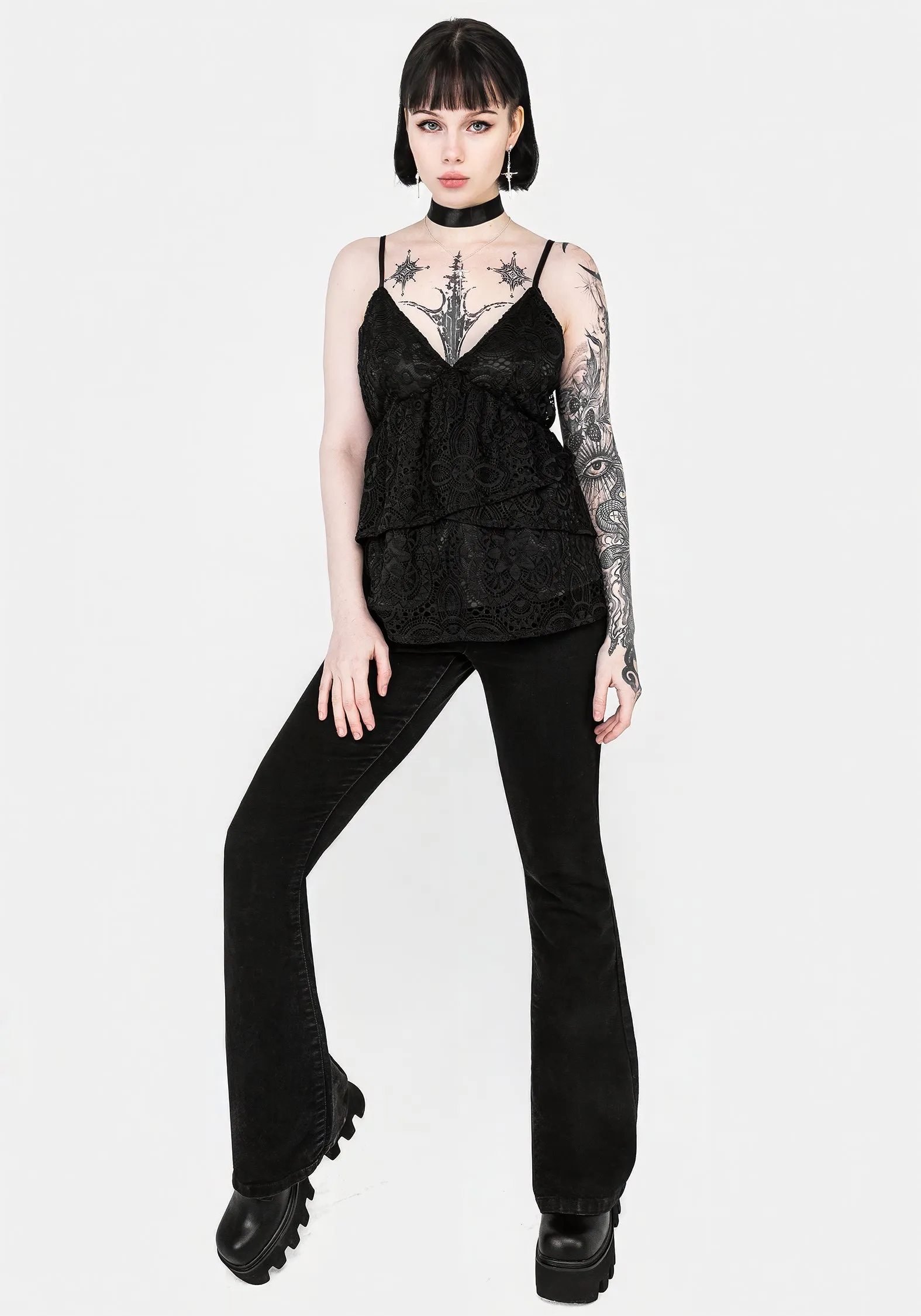 Rumour Lace Cami Top Long Sleeve Tee