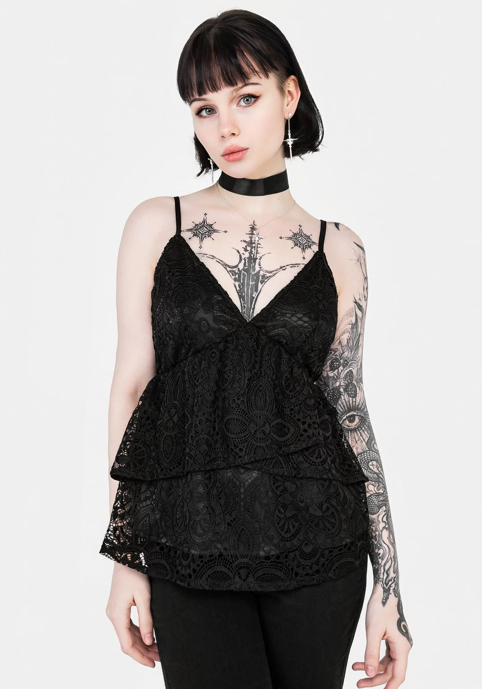 Rumour Lace Cami Top Interlock Stitch Detail SeamlessConstruction