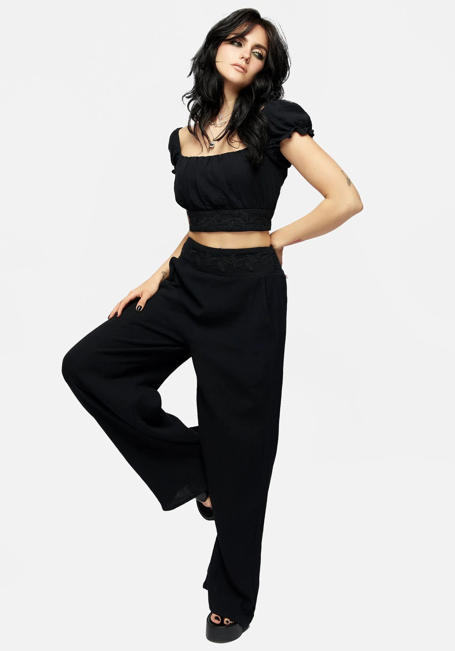Vine Textured Wide Leg Trouser Department Store Style