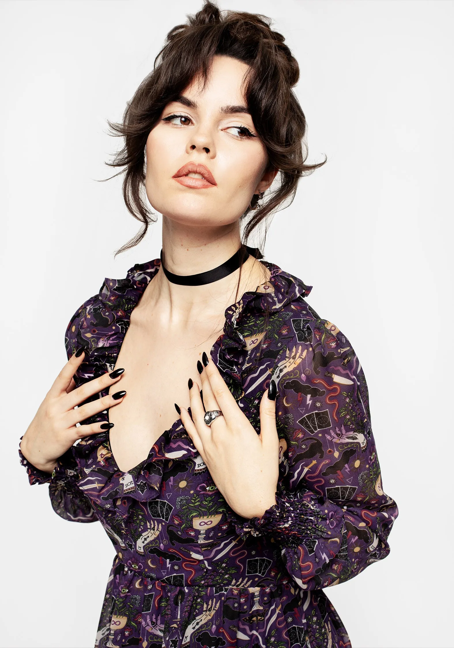 Hidden-Pocket Modern Mystic Puff Sleeve Maxi Dress