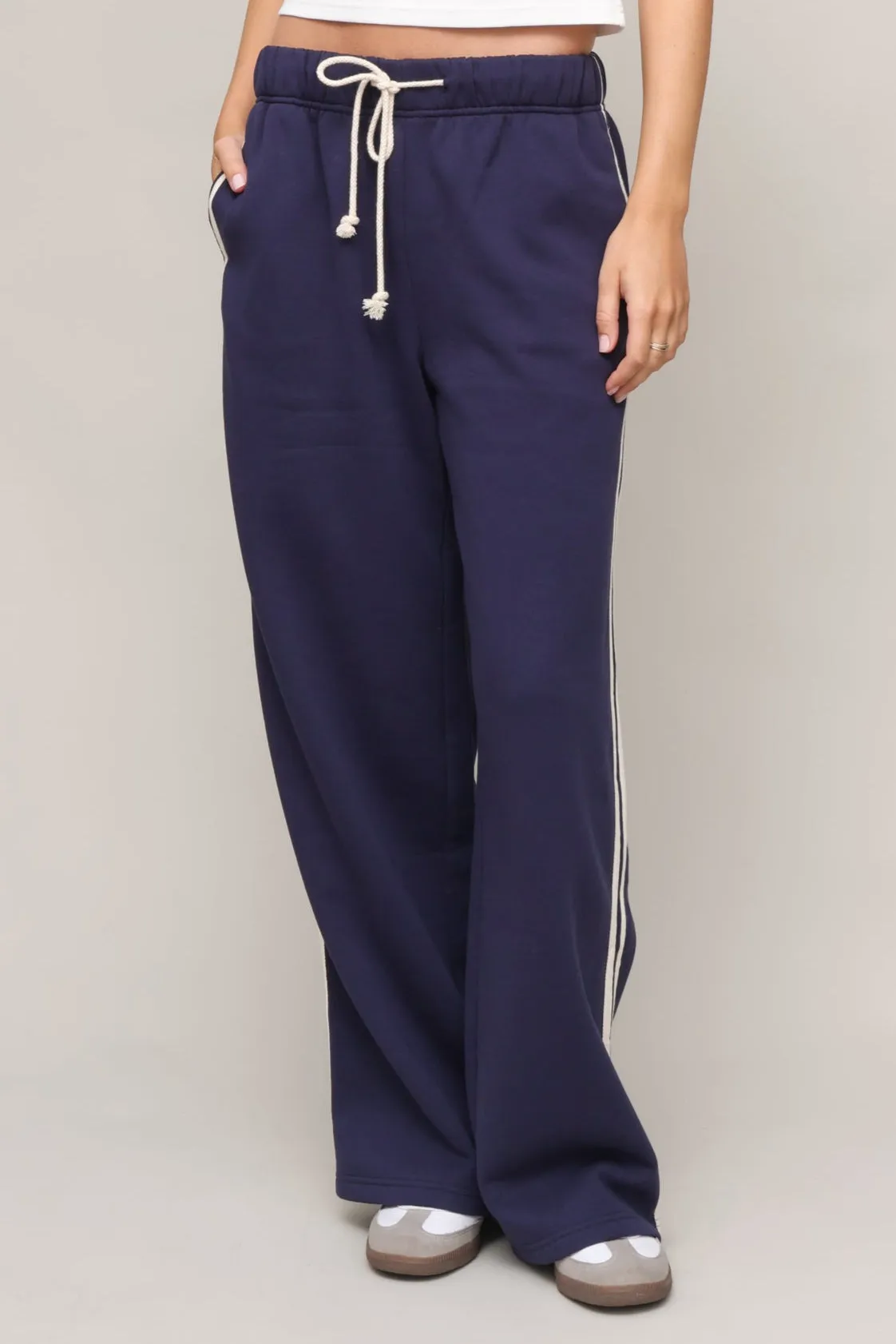 High Rise Design Line Up Striped Side Sweatpants