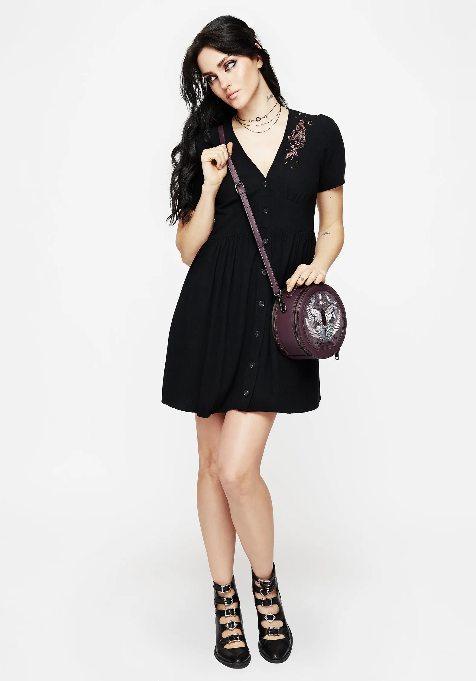 Elegance Glow Luxe Appeal Foxglove V Neck Mini Dress