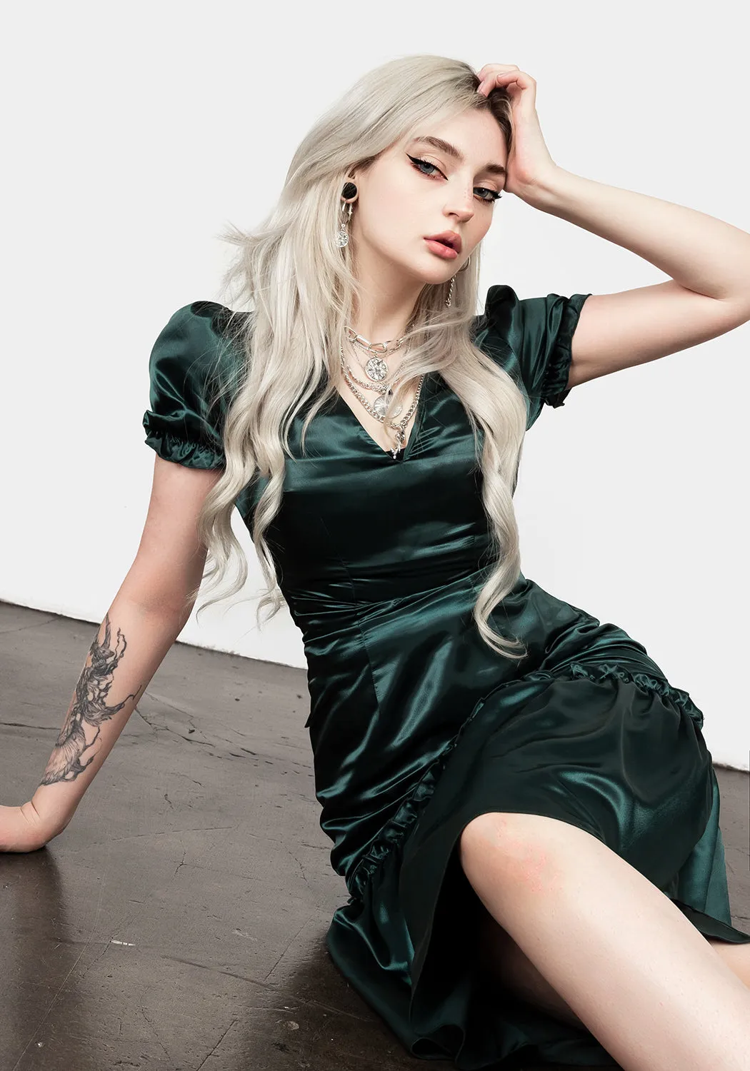 Vacation Vibe Bright Colors MOSS MIDI TIER DRESS