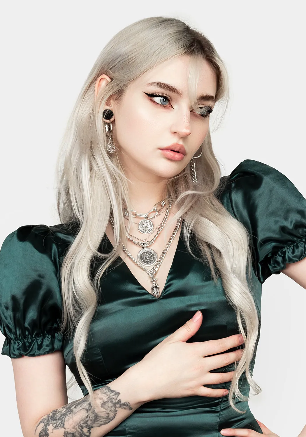 MOSS MIDI TIER DRESS Abstract Pattern Flexible Comfort