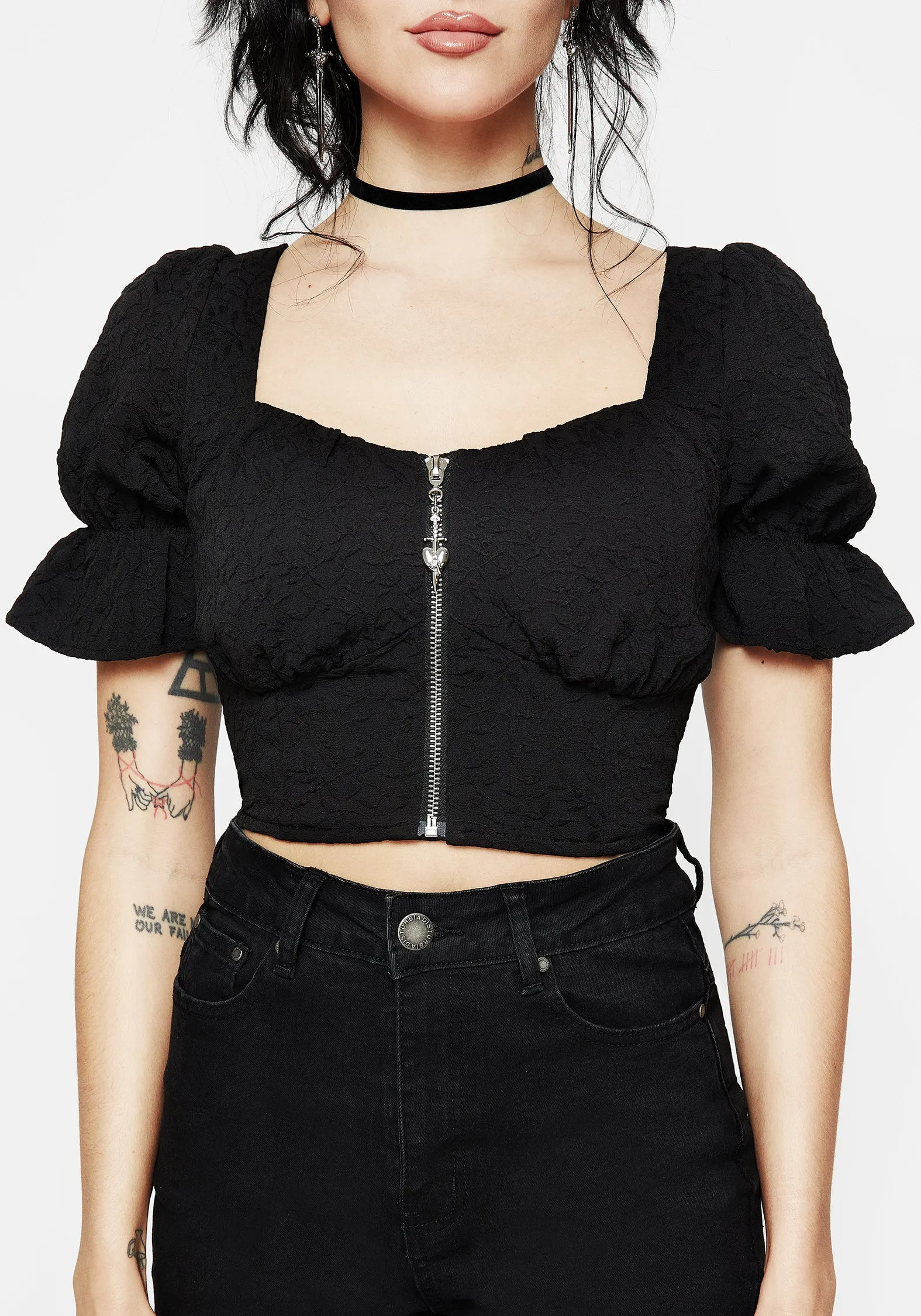 Betrayal Zip Up Crop Top Shape Retention Fabric 3D Spacer Fabric