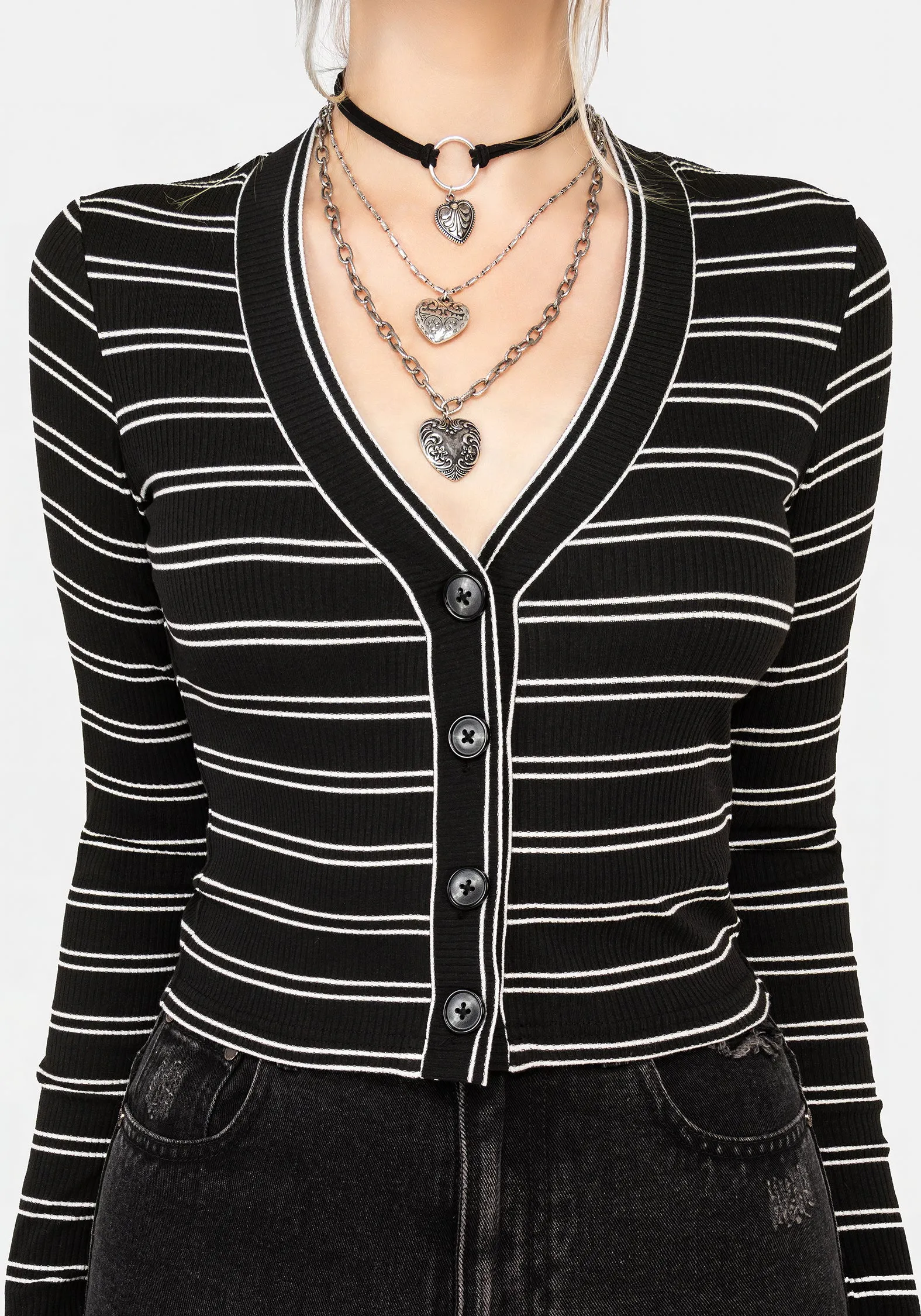 HighNeck Slash Cropped Cardi