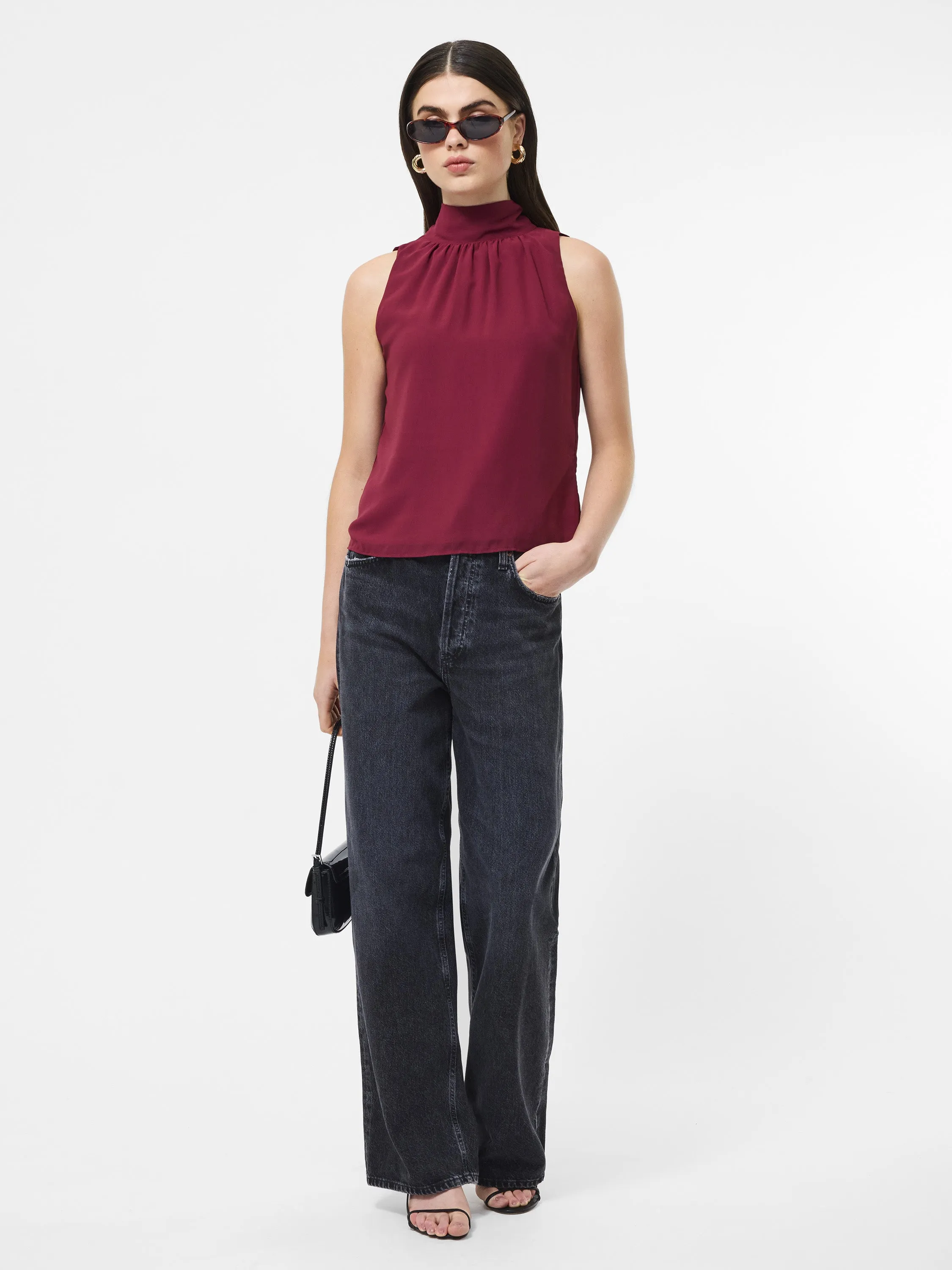 Marina Chiffon Sleeveless Bow Top Non Chafing Edges