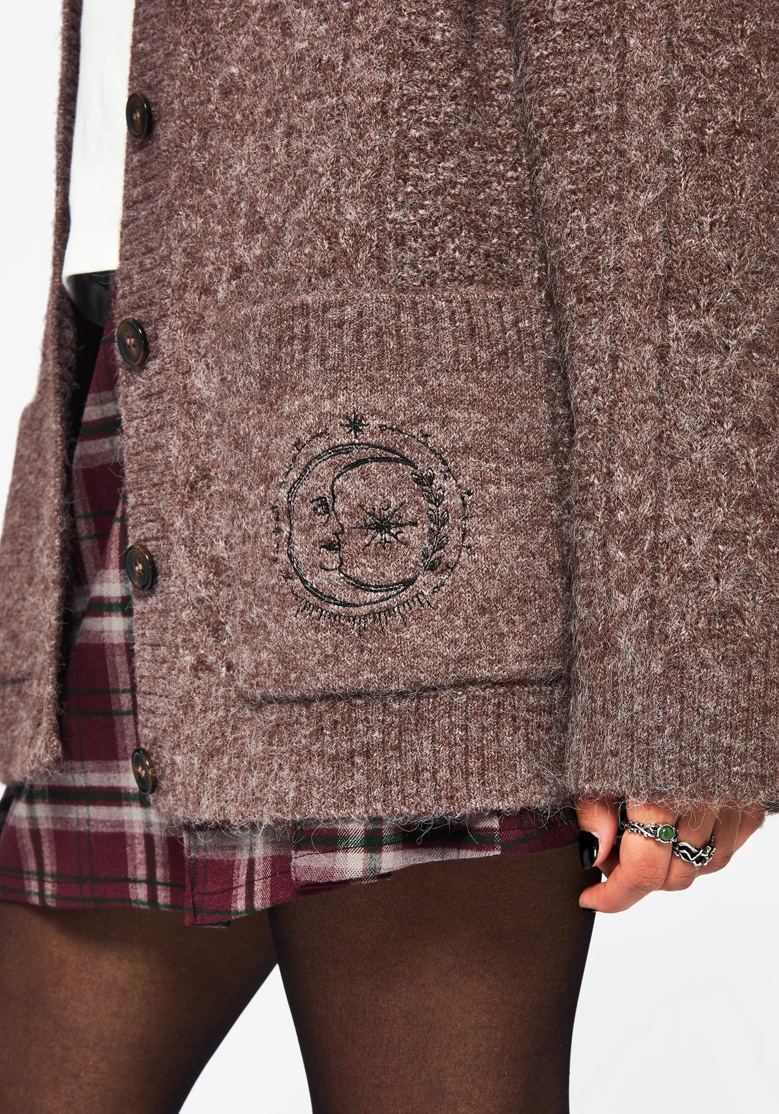 Balanced Stretch Structure Madeline Embroidered Pointelle Knit Cardigan