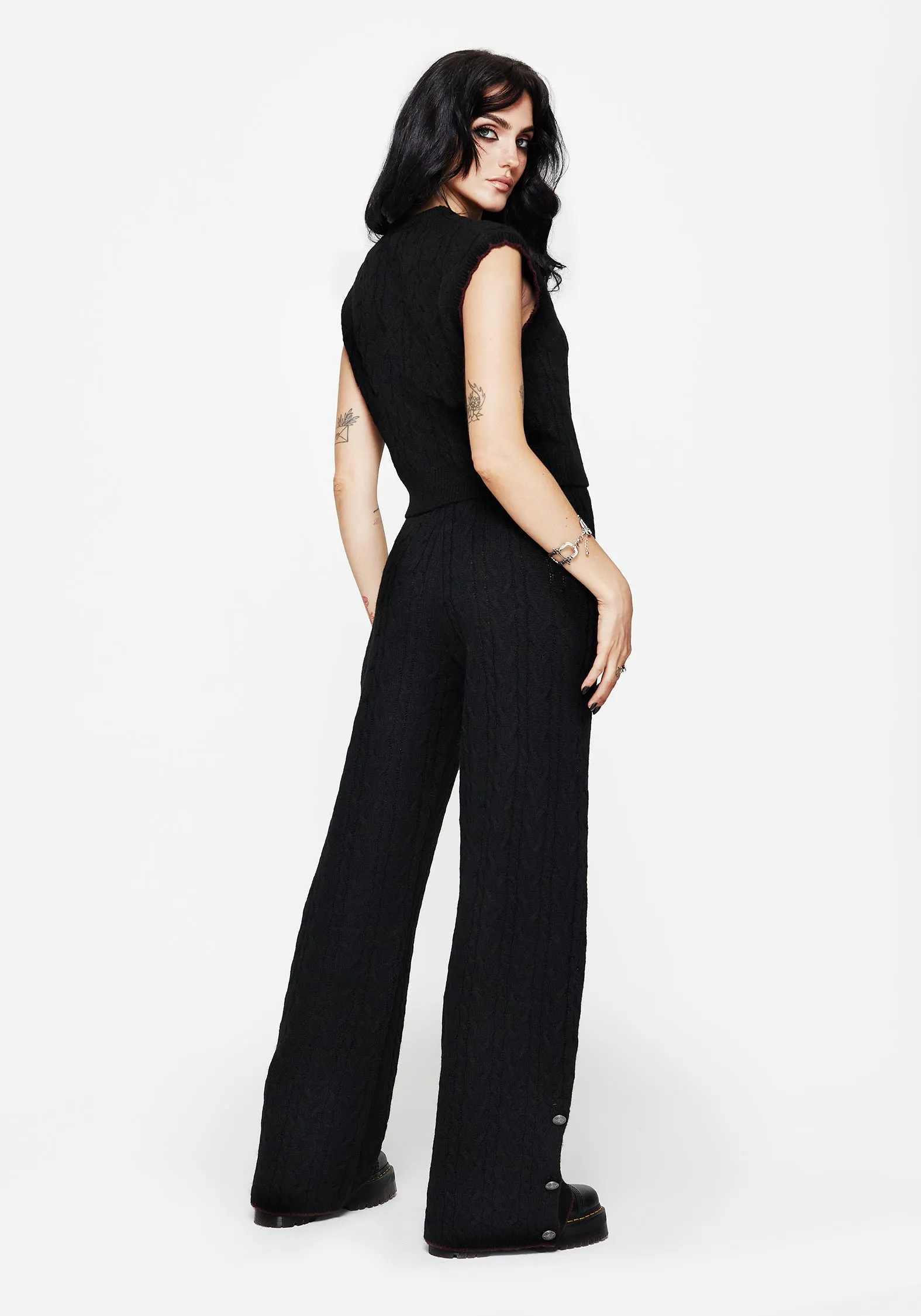 Sophia Cable Knit Wide Leg Trouser Calm Outfit