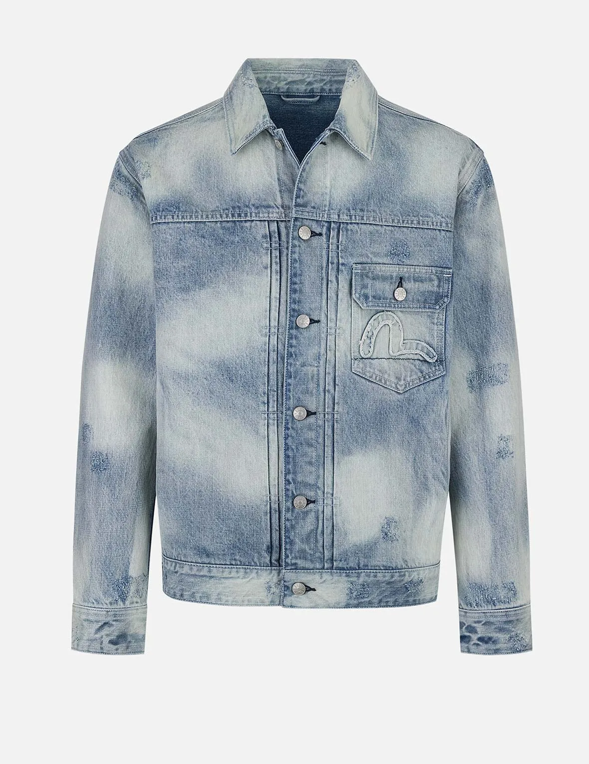 Non Chafing Side Seams Adjustable Cuff System Seagull Appliqu?? Embroidery Relax Fit Denim Jacket