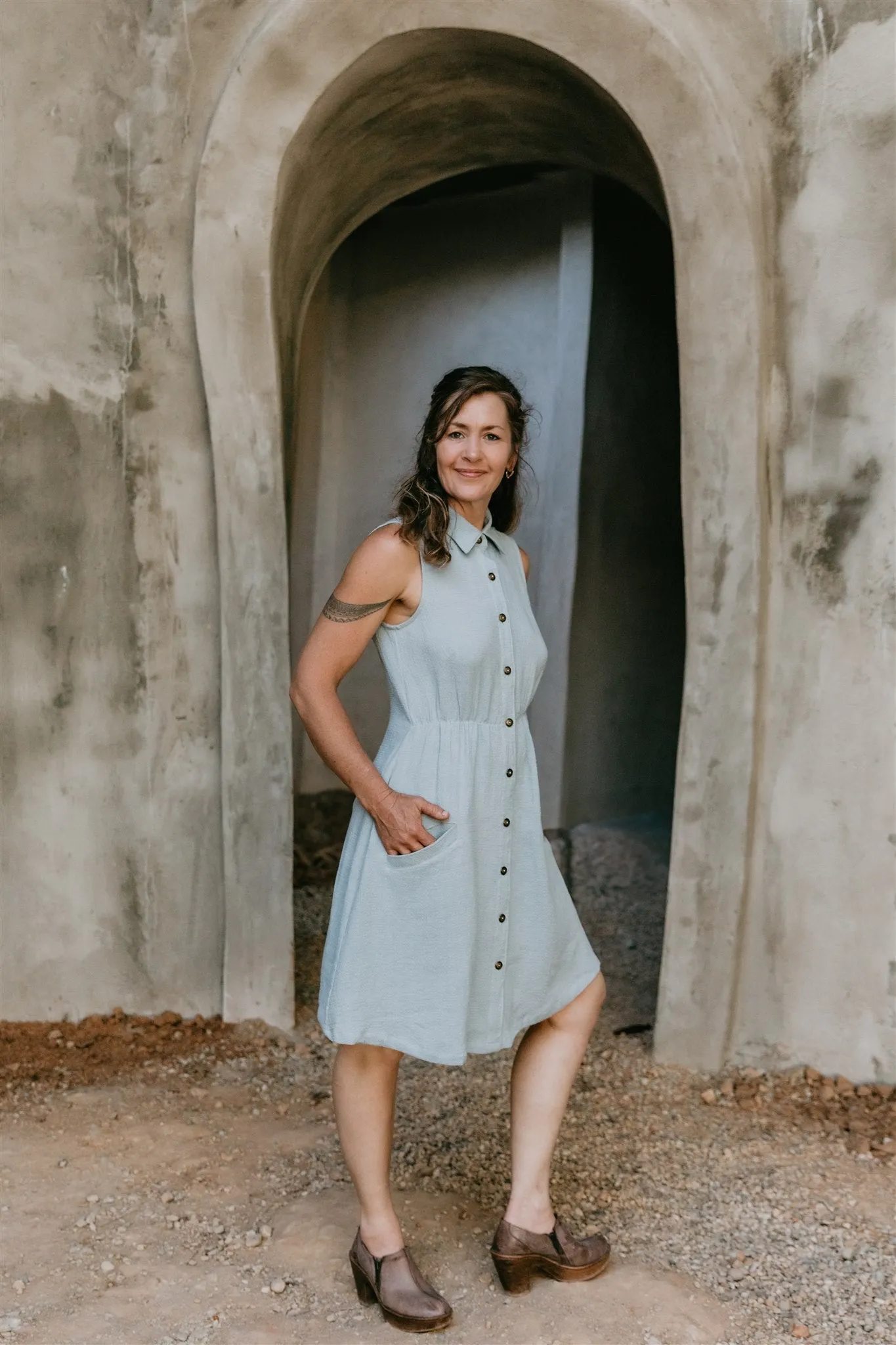 Eye Appeal Vibrant Design Mona Dress in BB Blue Texture Cotton