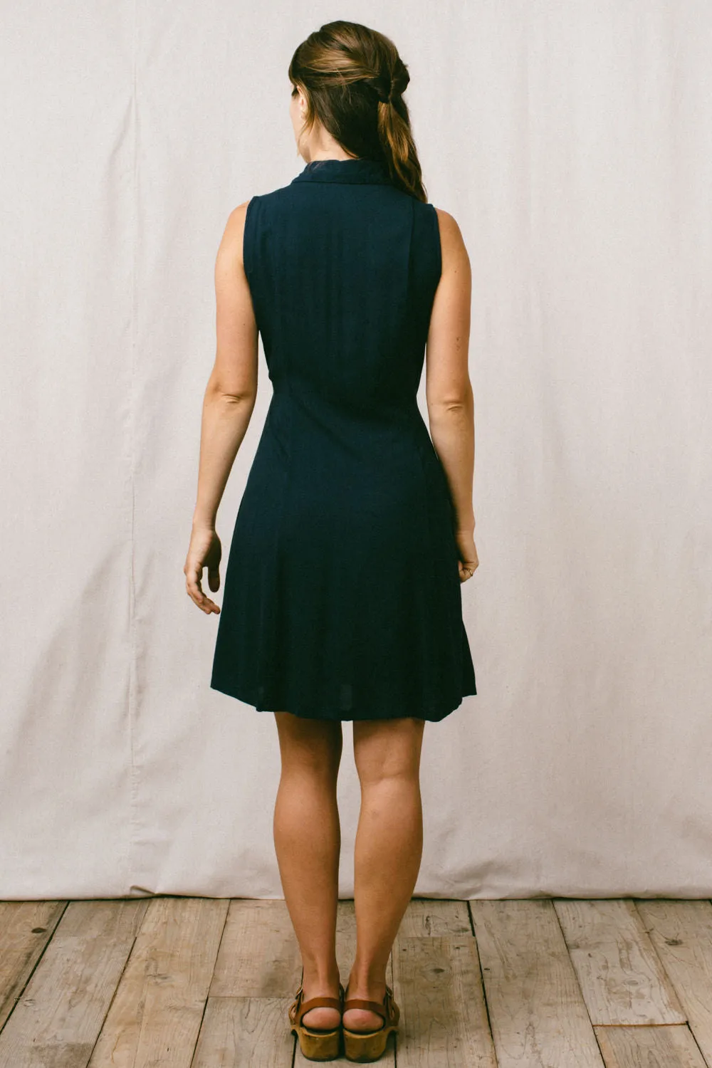 Mona Dress in Navy Challis Timeless Edge Casual Must-Have