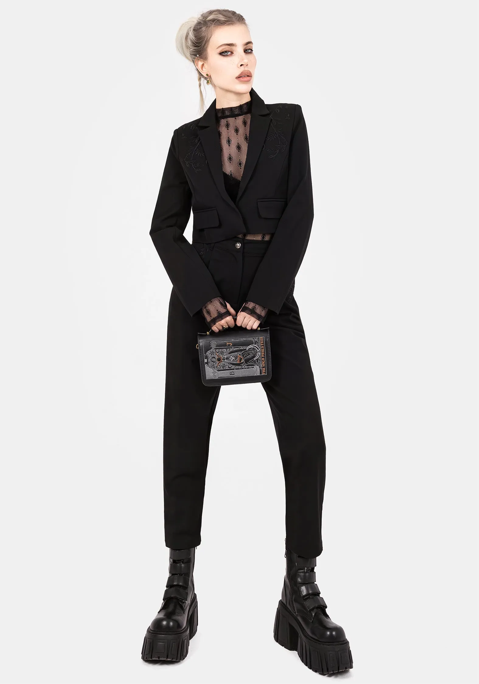 NonIrritatingTags Mona Embroidered Crop Blazer