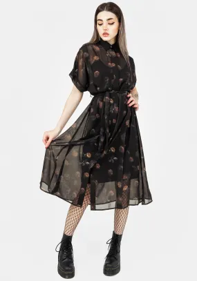 Comfortable fit Flattering Silhouettes Monica Floral Chiffon Midi Shirt Dress