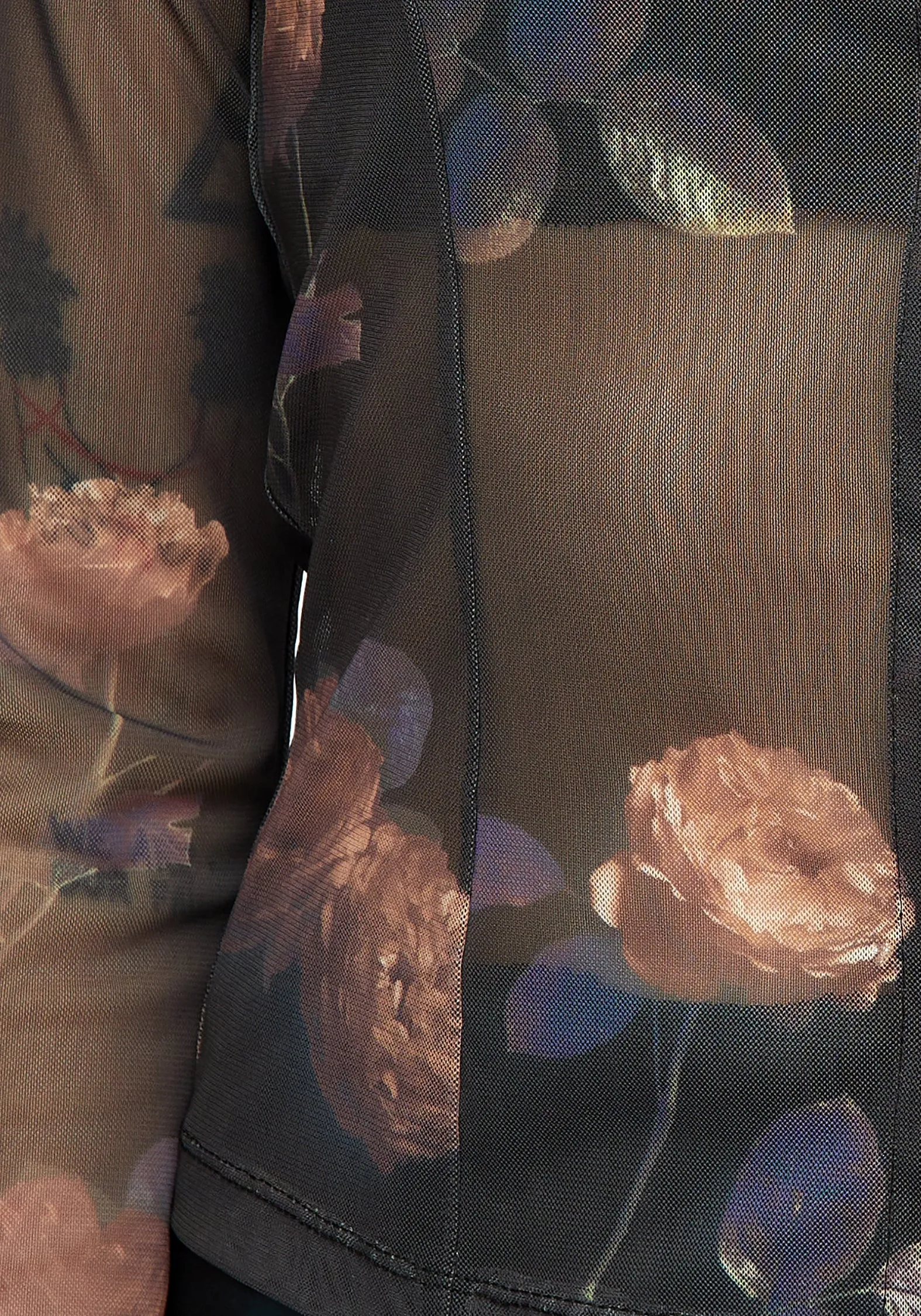 Compact Fold Design Non Chafe Seams Monica Floral Mesh Fitted Shirt