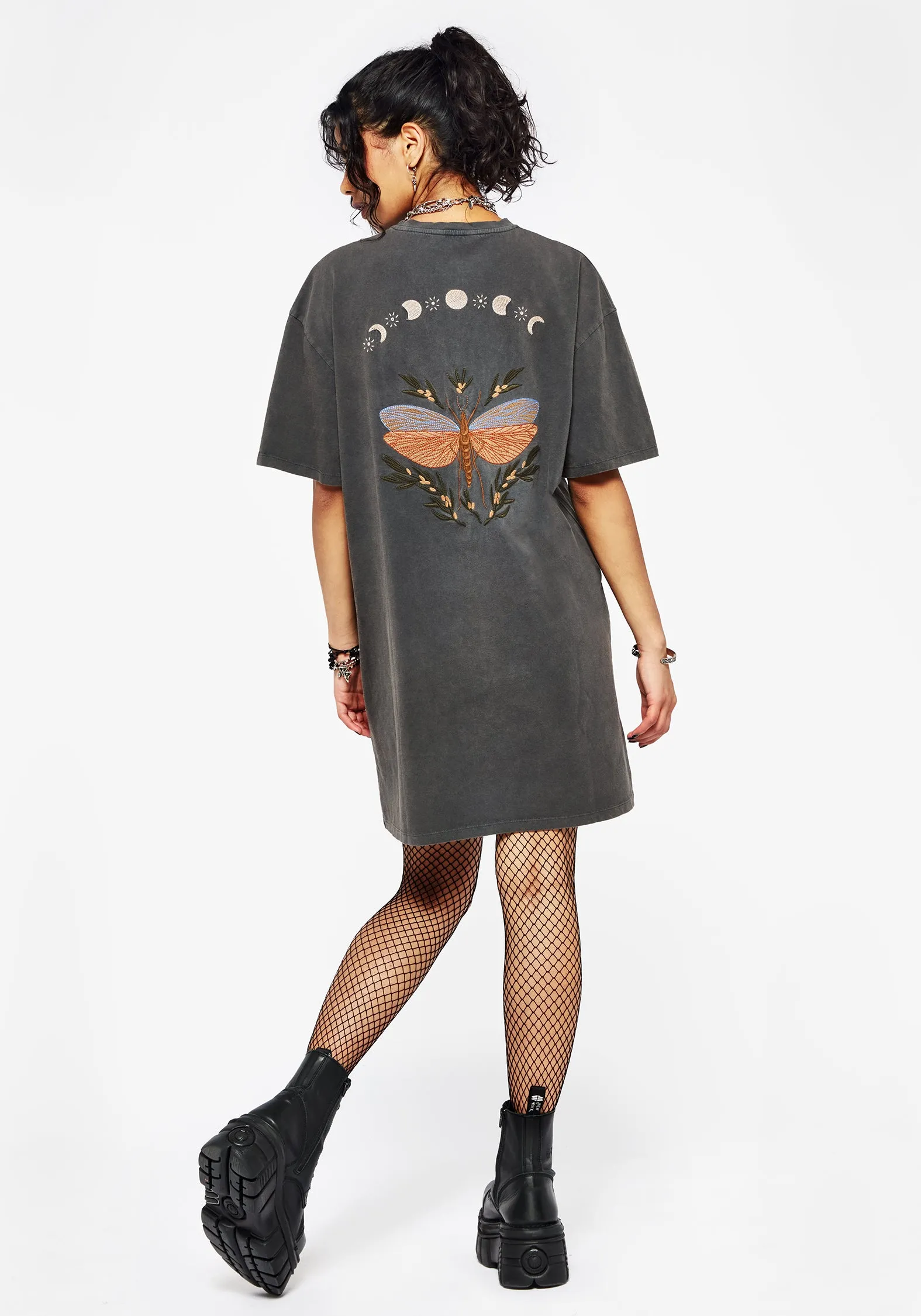 Polished Motion Griffinfly Cotton Embroidered Jersey Mini Tee Dress