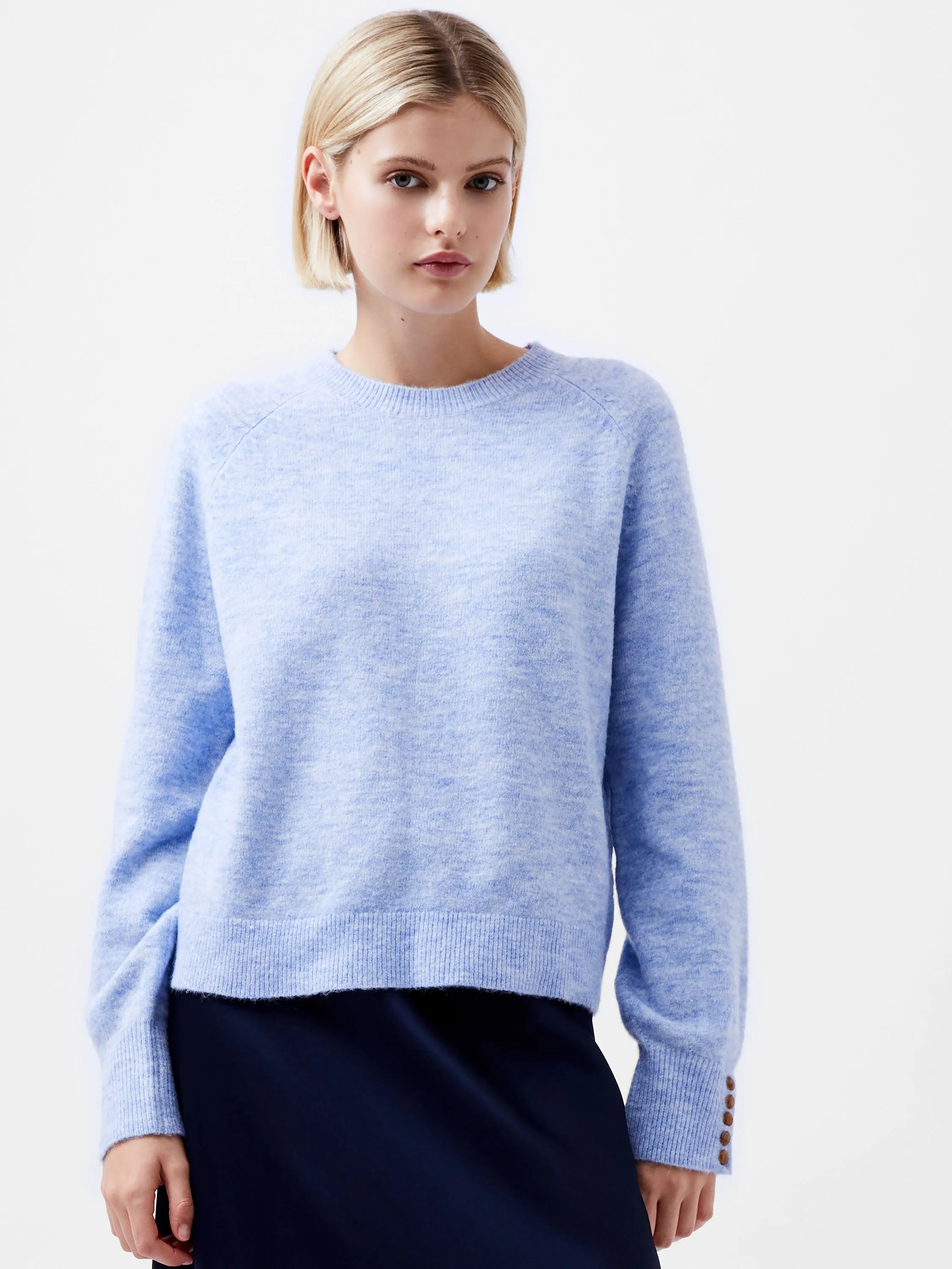 Morena Crewneck Button Cuff Sweater Seamless construction