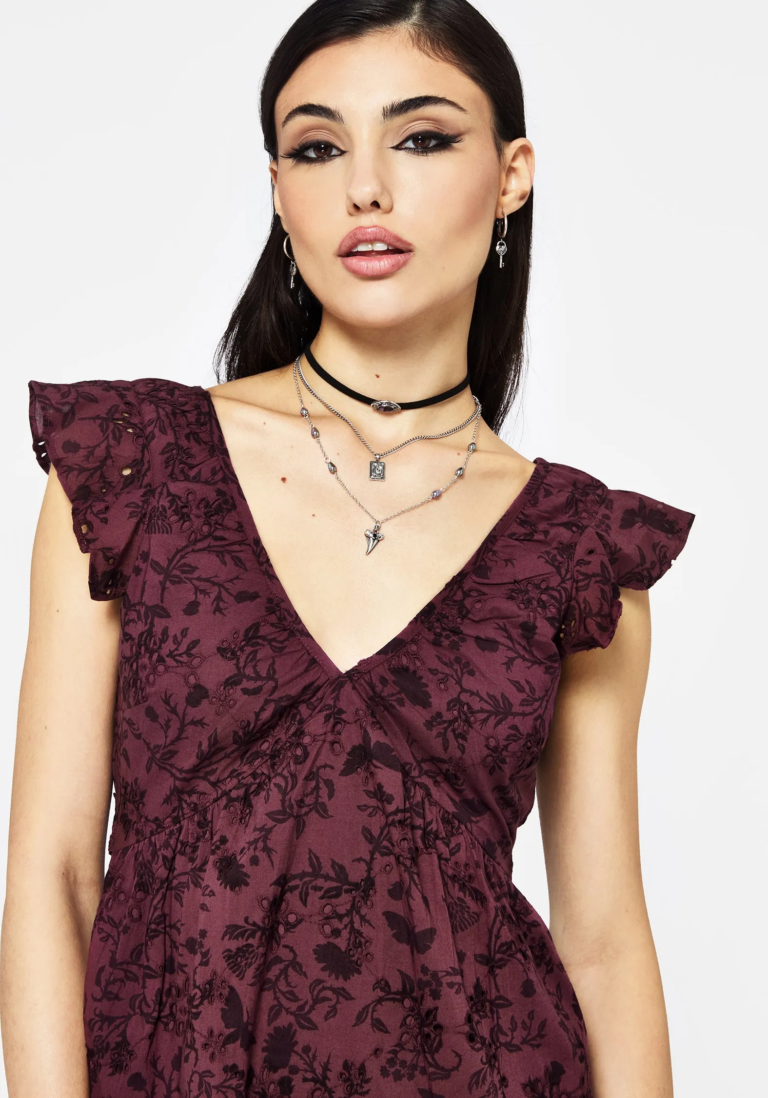 Street Look Morgana Cotton Broderie Frill Sleeve Mini Dress