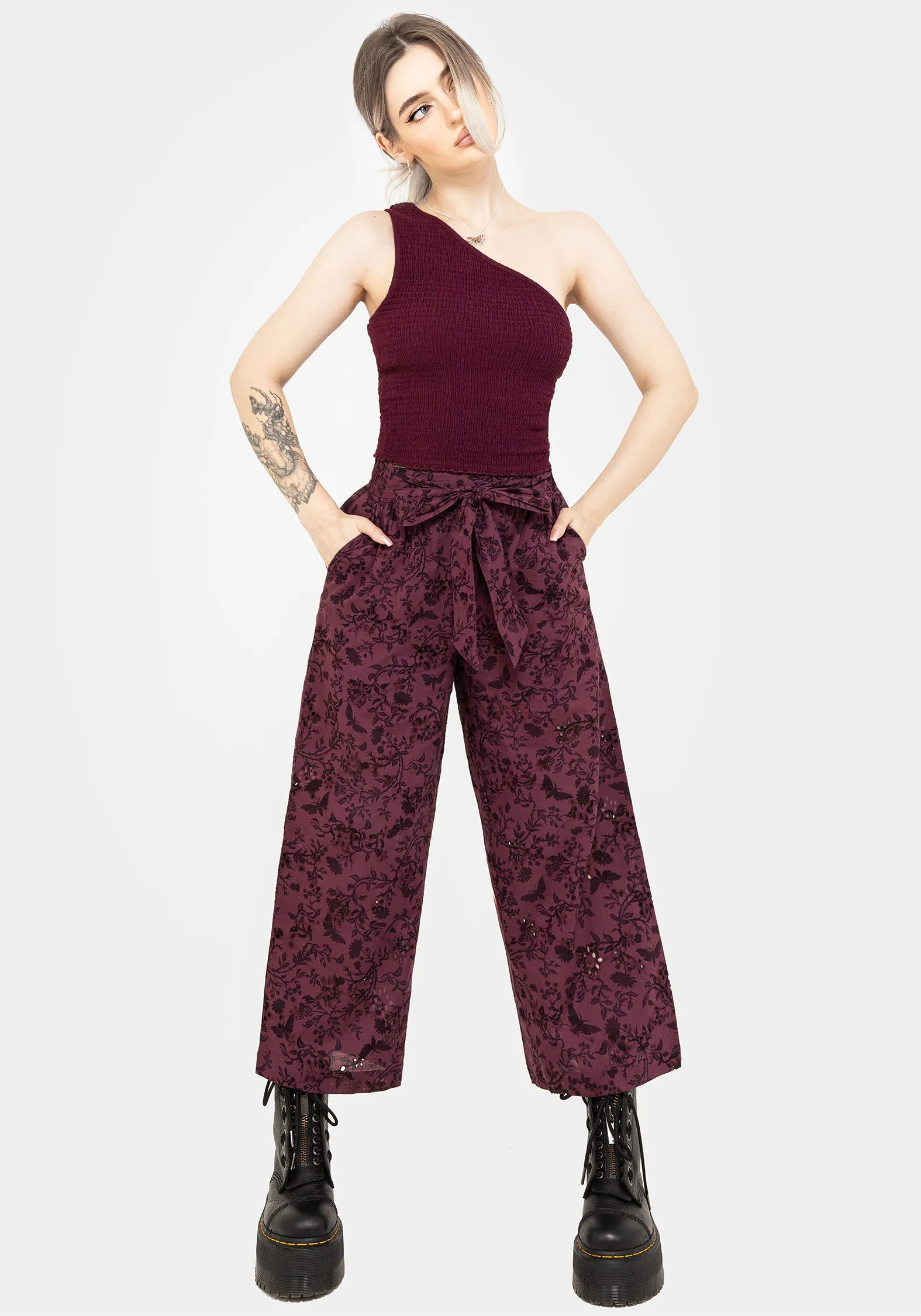 Morgana Cotton Broderie Tie Waist Culottes Easy Layers