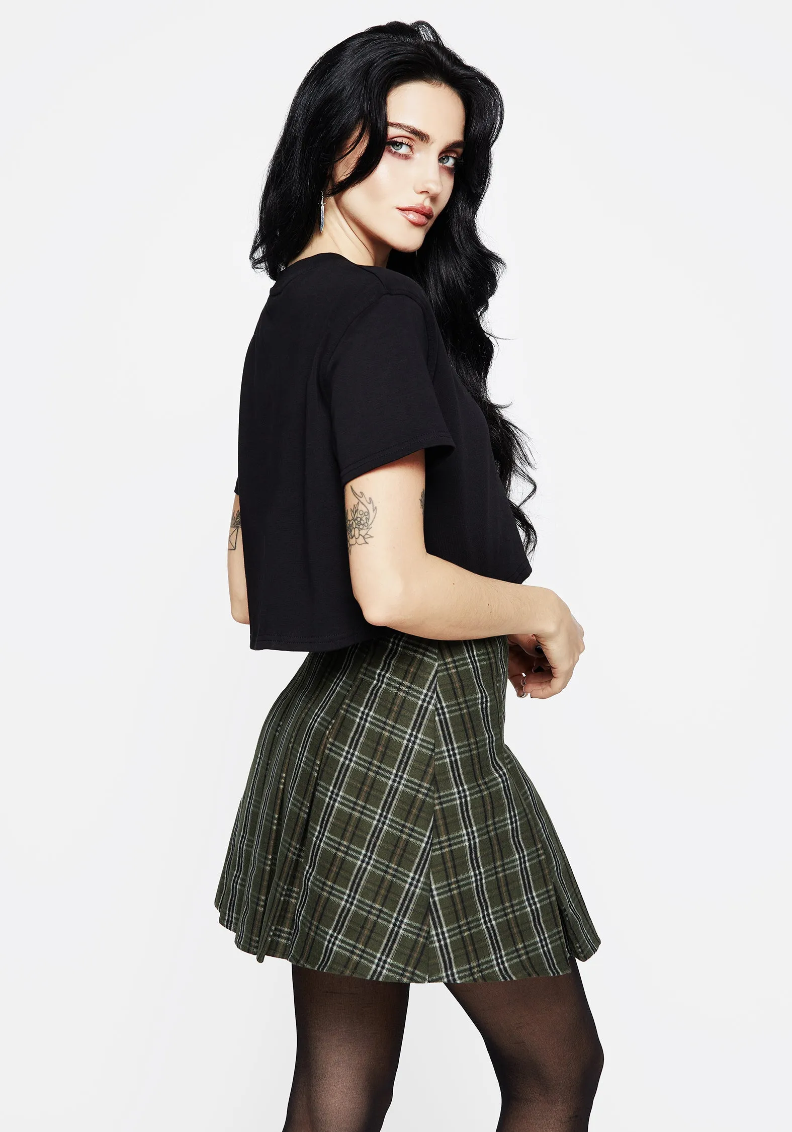 Morningstar Check Pleated Micro Mini Skirt Style Fusion Versatile Outfit