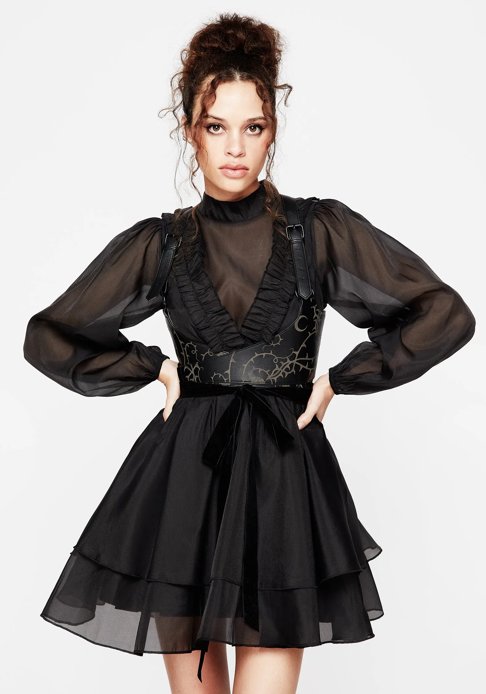 Functional Style Fresh Combo Morose Layered Frill Mini Dress