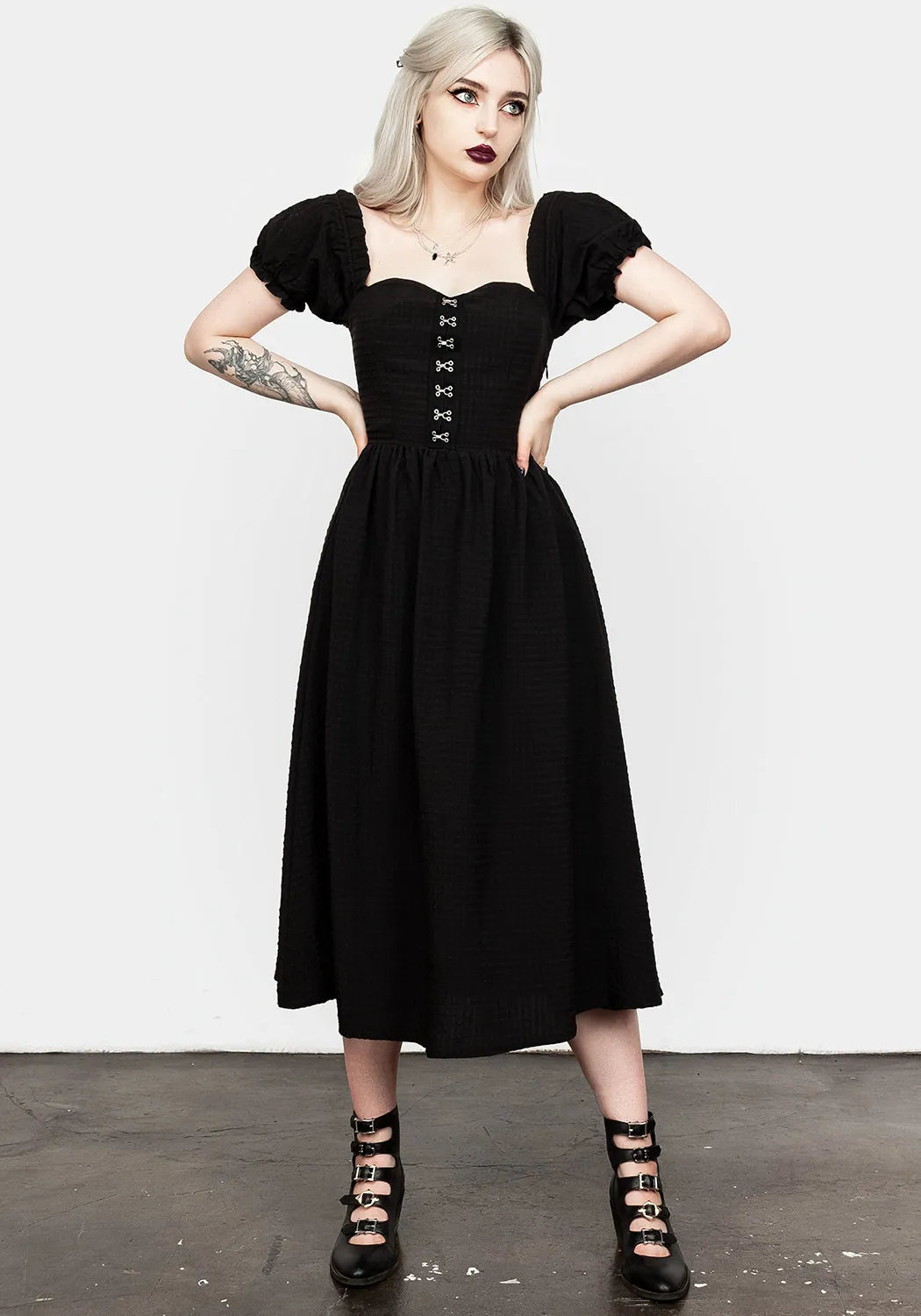 Mortem Midi Dress With Puff Sleeves Layering Piece Trendy Layer
